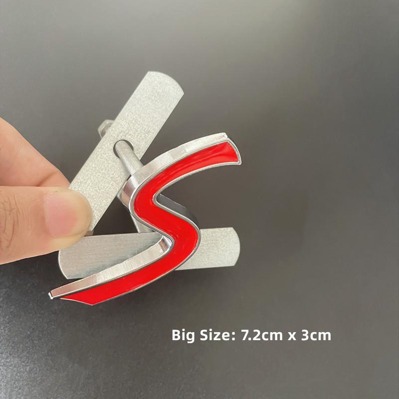 Logo 3D in Metallo Rosso Cooper S Lettere Emblema Baule Auto Badge Decalcomania TREC3 Per Mini Cooper S R56 R50 R53 F56 F55 R60 Adesivo Accessori