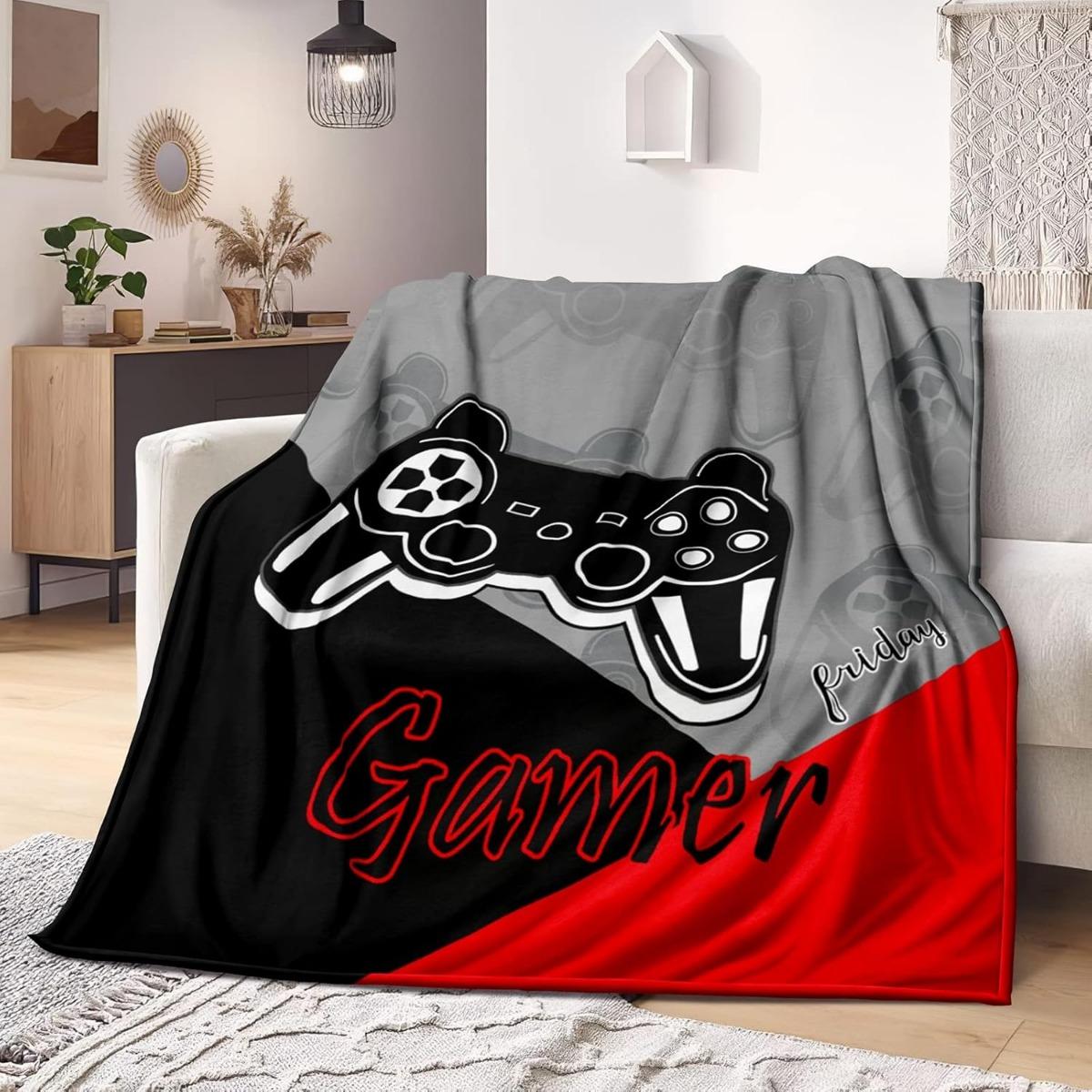 

Bedding Gaming Throw Blanket Super Soft, Gamer Gift for Couch Sofa for For Kids Boys Teens Video Game 130x150cm