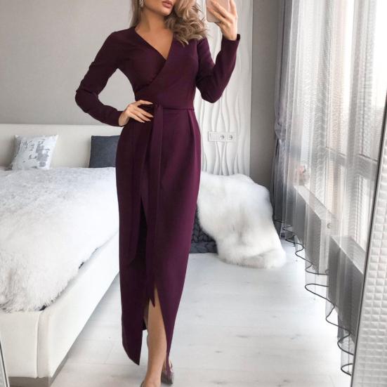 

Женские нижние юбки размера плюс, простое платье макси с v-образным вырезом и длинными рукавами, вечернее платье с высоким разрезом на шнуровке и запахом для повседневной носки