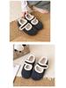 Comfortable Women's Furry Mary Jane Shoes for Autumn/Winter - Versatile, Solid Color, Cotton-Enhanced, Ideal for Home, Outdoor, and Commuting.
