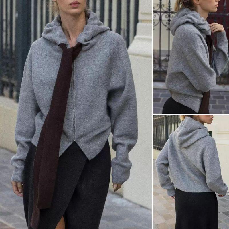 Za New Fall Women's Clothing 2025 Fashion Wind Bows Knitting Long Sleeve Hooded Jacket 5536129 809