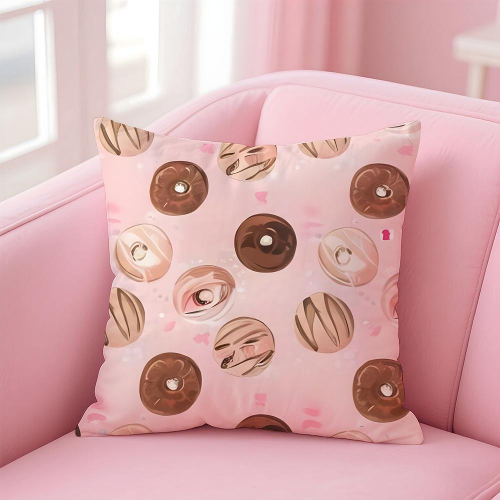 SÜße Donut Kissenbezug Hülle Weicher Hautfreundlicher Stoff Verdeckter Reißverschluss
