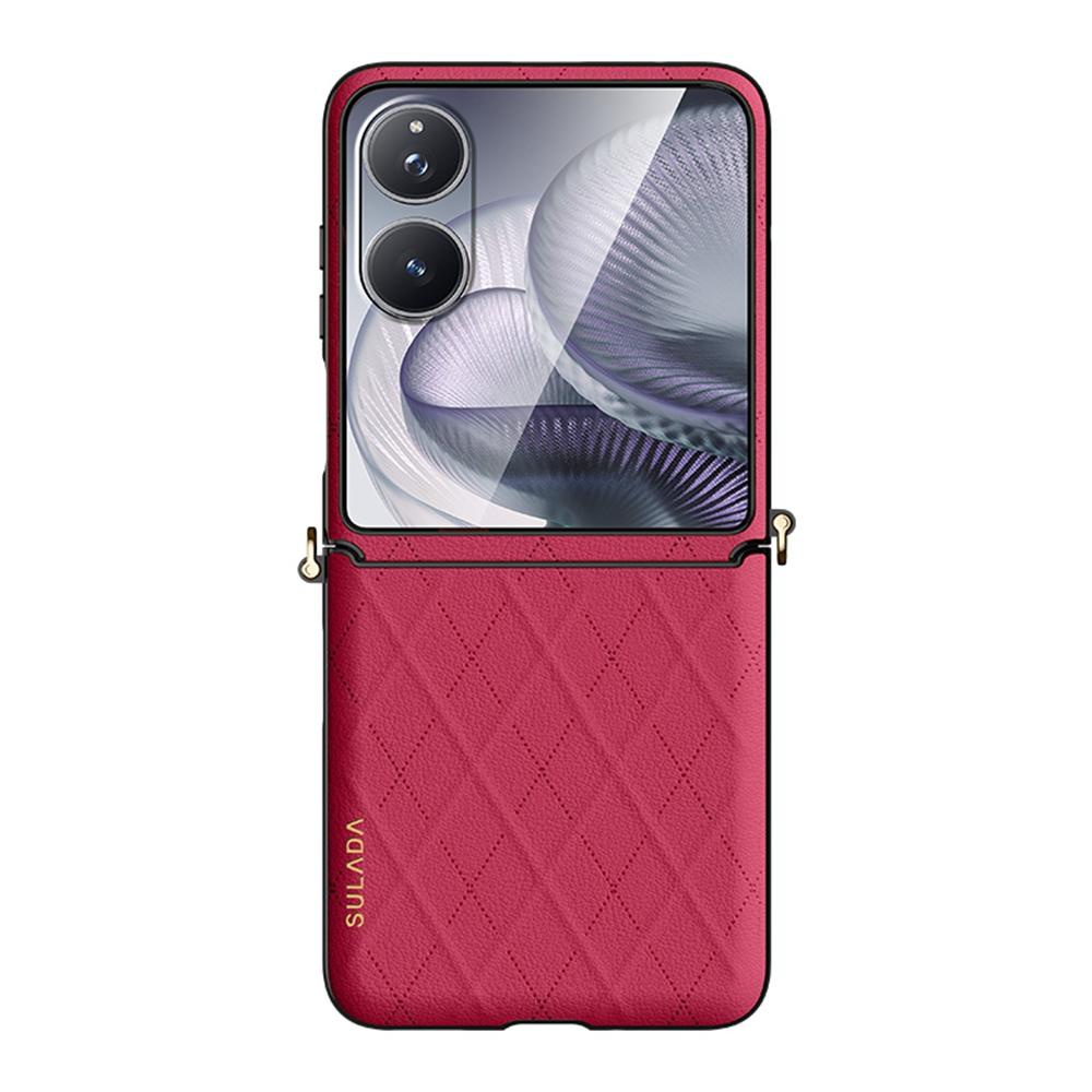 SULADA Pro Xiaomi Mix Flip 2 Pouzdro Kosočtvercové Kožené+PC Kryt na Telefon s Ramenním Popruhem