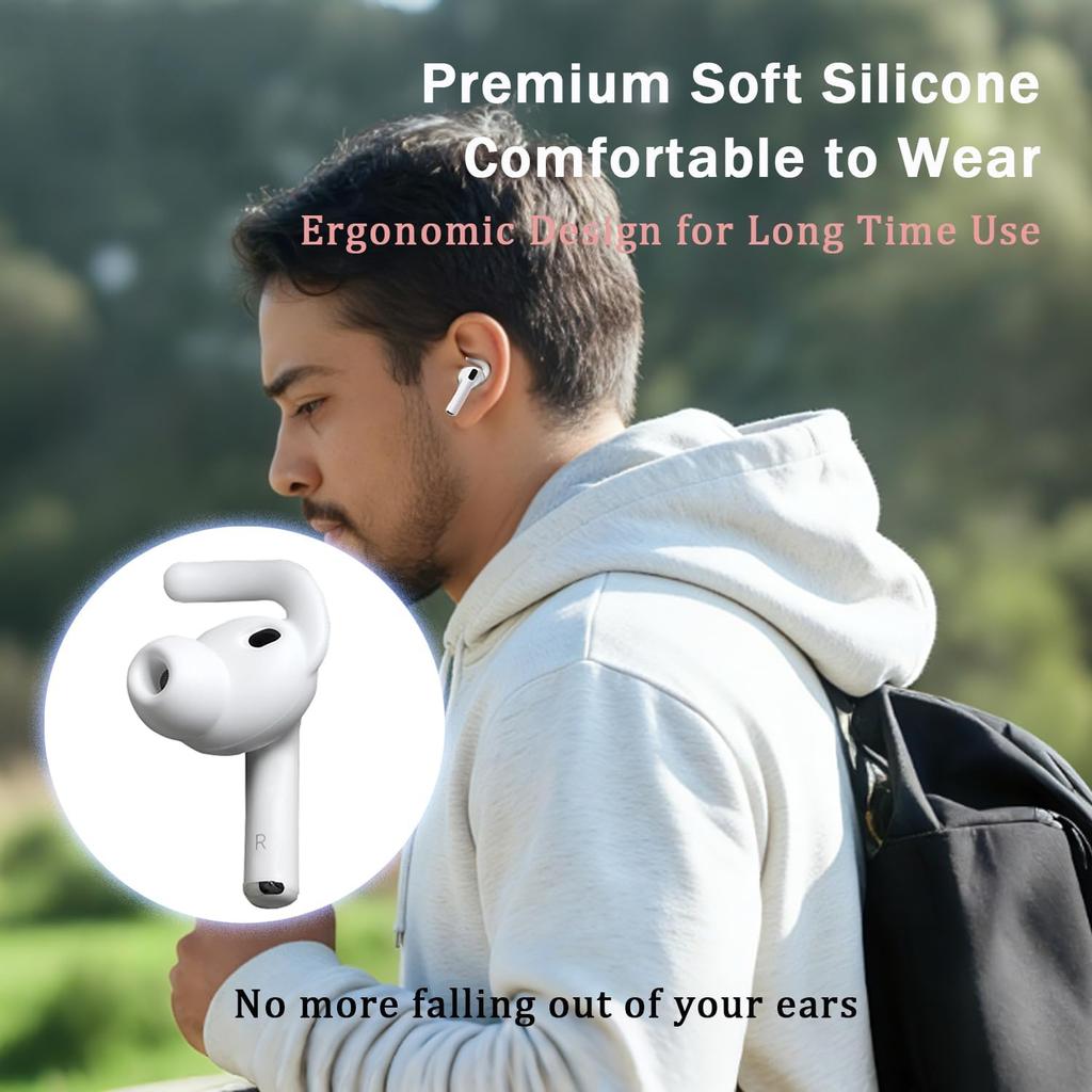 Anti-Slip Ear Hooks,1-2 Pairs black or white Anti-Lost Grips, Secure Earbud Accessories for AirPods Pro 3rd Gen 2026