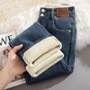 High-Quality Black Fleece-Lined Straight-Leg Jeans for Women - 2025 Autumn/Winter Edition, Plus Loose Slimming Design, Cigarette Style, Size 30