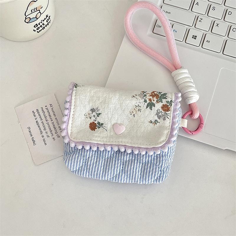 Floral Coin Purse Portable Clutch Bag Lipstick Earphone Sundries Storage Bag Wallet Pouch Mini Makeup Bag