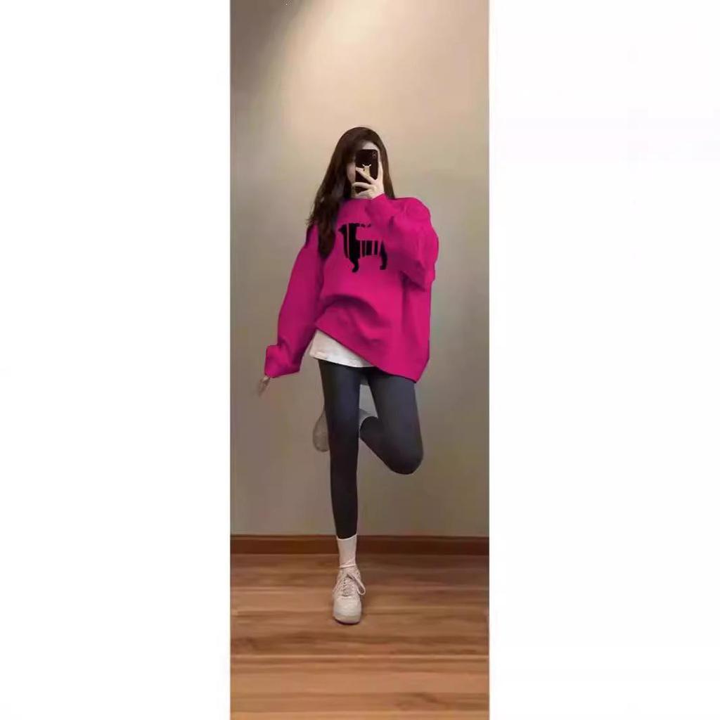 Women's High-End Loose Hoodie with Plus Velvet - Spring/Autumn Pitaya Top
