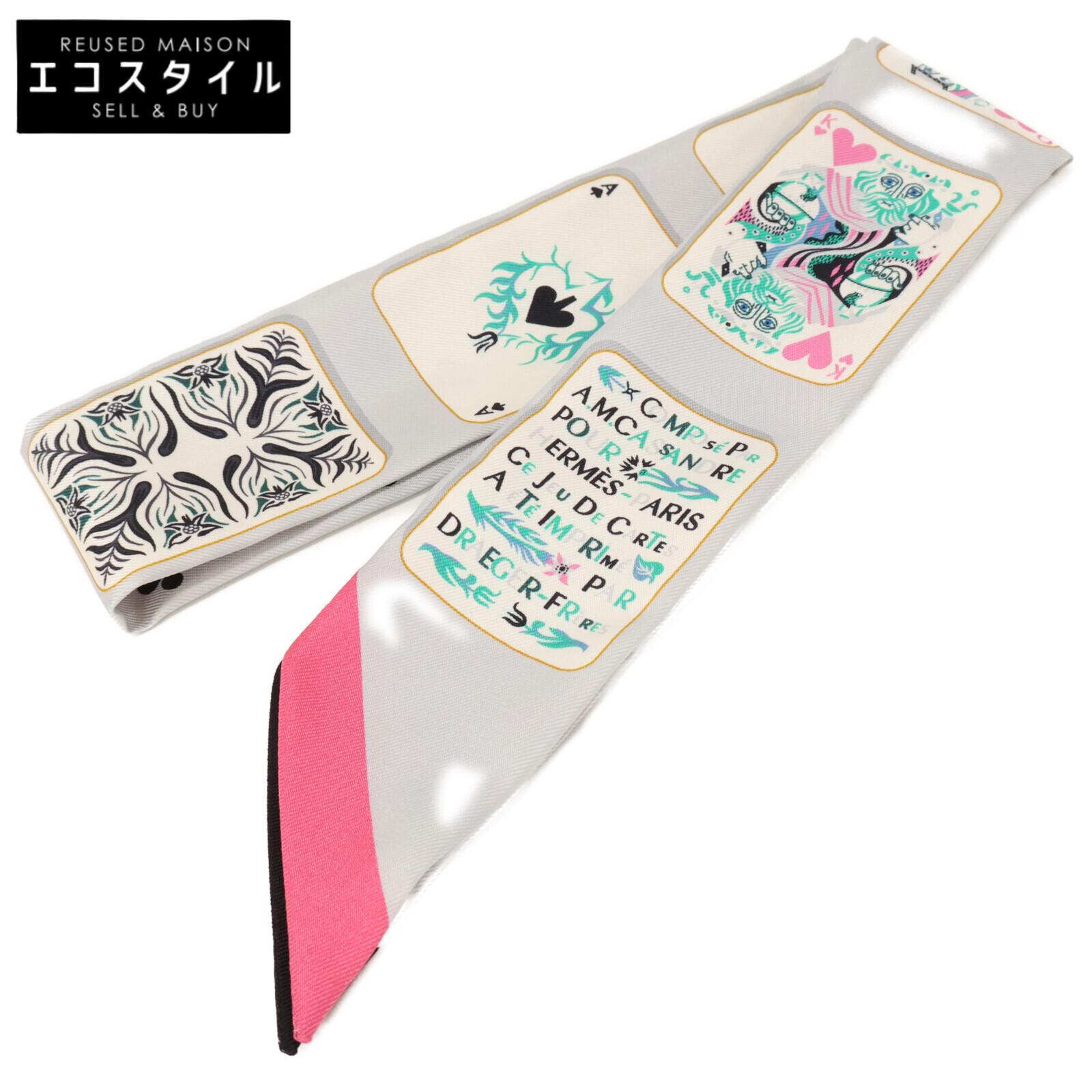 

HERMES [Отличное состояние] H063169S ИГРАЛЬНЫЕ КАРТЫ Шелковый твилли-шарф Серый Б/У