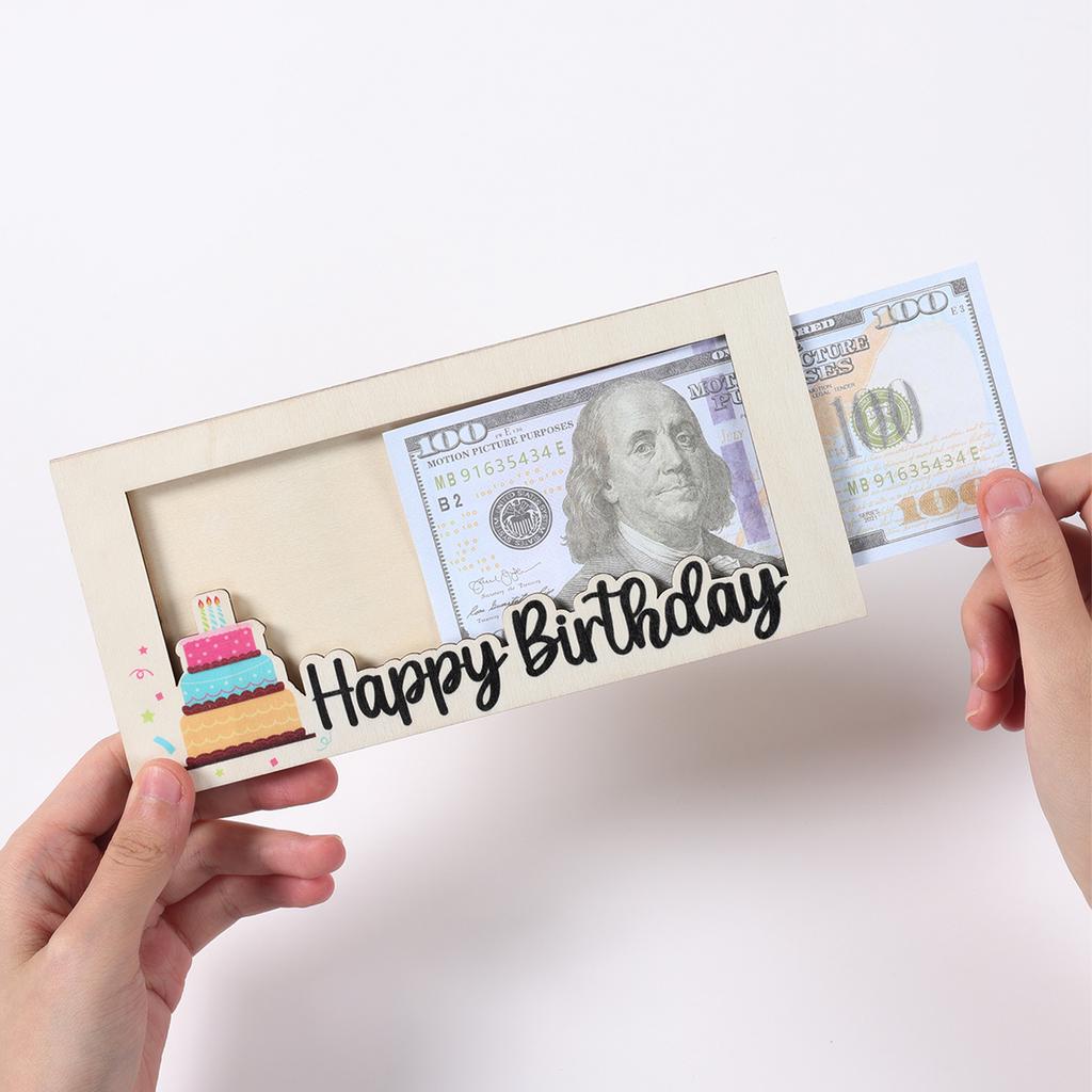 Birthday Wooden Wallet  Birthday Cash Wallet Gift Happy Birthday Party Decoration Kids Adult Birthday Party Supplies Favor