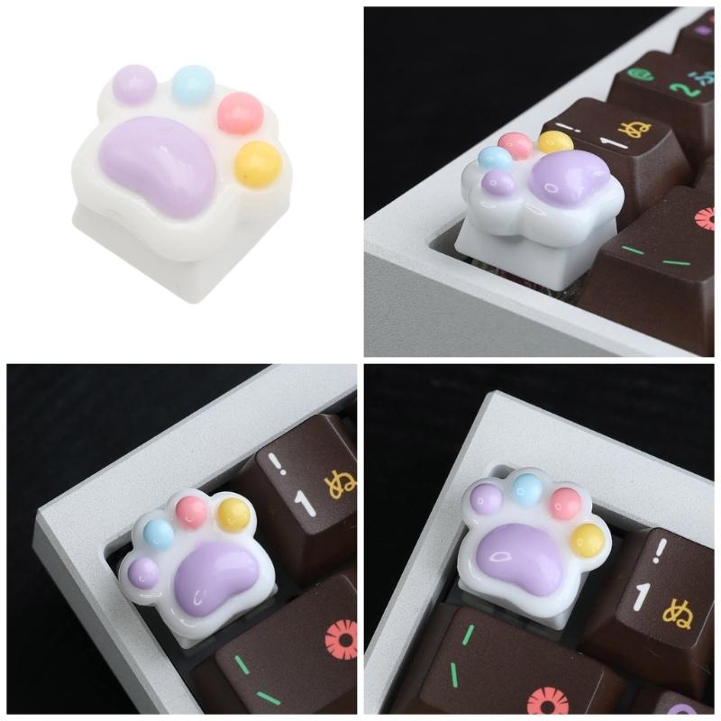 Colorful Kitten Claw Keycap for Mechanical Keyboards Resin Cartoon Claw Keycaps Heat Resistant and Comfortable Typing 1PC