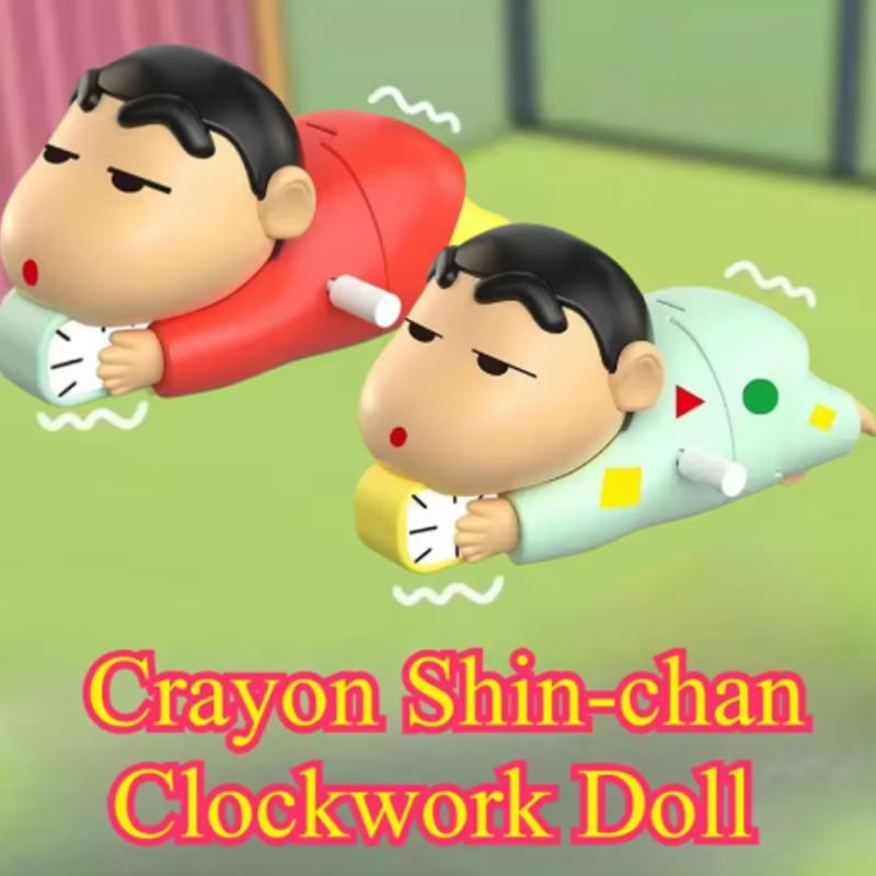 Crayon Shin-Chan Clockwork Model Toy Don'T Want To Get Up Anime Figure Model Toy Propel Alarm Clock Dynamic Crawl Toys Fun Gift