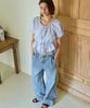 Hauseuobeupondeu Sheer Layered String Half Blouse_Blue