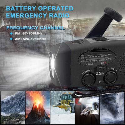 Solar Notfallradio mit LED-Taschenlampe SOS-Alarm Wettervorhersage Notfall-Kurbel AM/FM-Radio USB-Handyladegerät