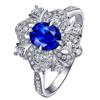 2 Carat Royal Blue Sapphire Ring 18k Gold Plated Blue Diamond Luxury Flower -Shaped Colored Gemstone Ring Ring 