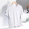 Summer New Men's Ice Silk Short Sleeve T-Shirt Thin Casual Loose Large Size Sports T-Shirt Crew Neck Quick-Drying Top