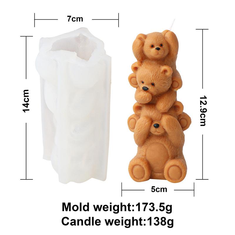 3D Cute Stacked monkey candle silicone mold lovely animalcake chocolate silicone mold rabbit tortoise bear resin silicone mold