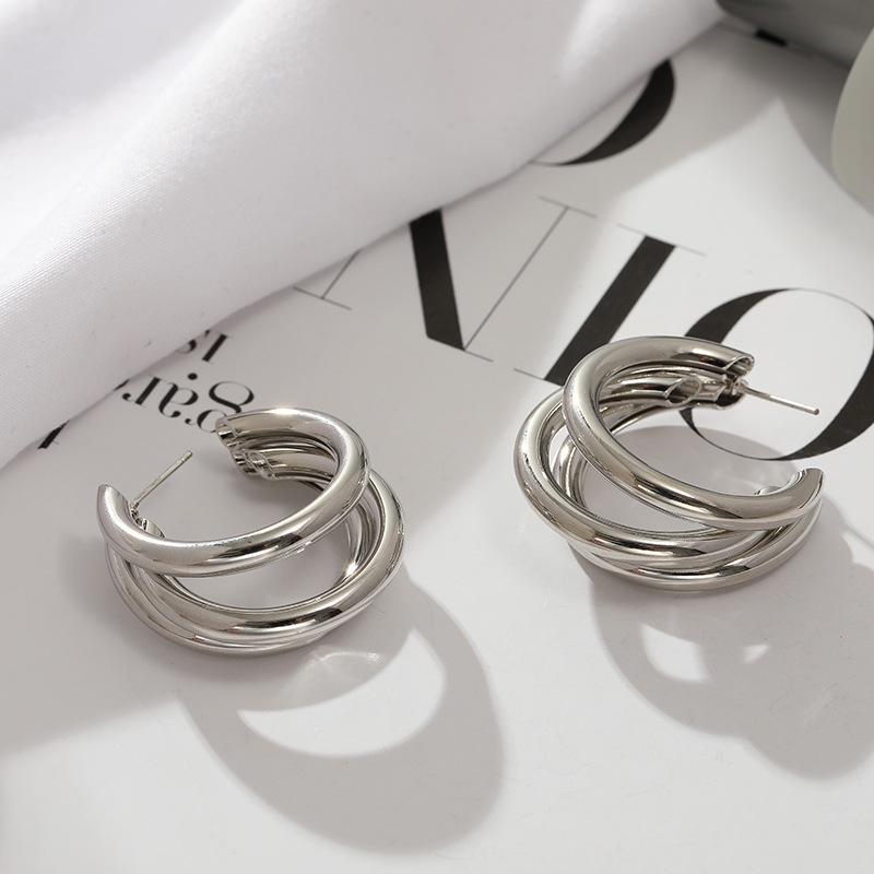 

Преувеличенные серьги-кольца в европейском и американском стиле из серебра 925 пробы для женщин