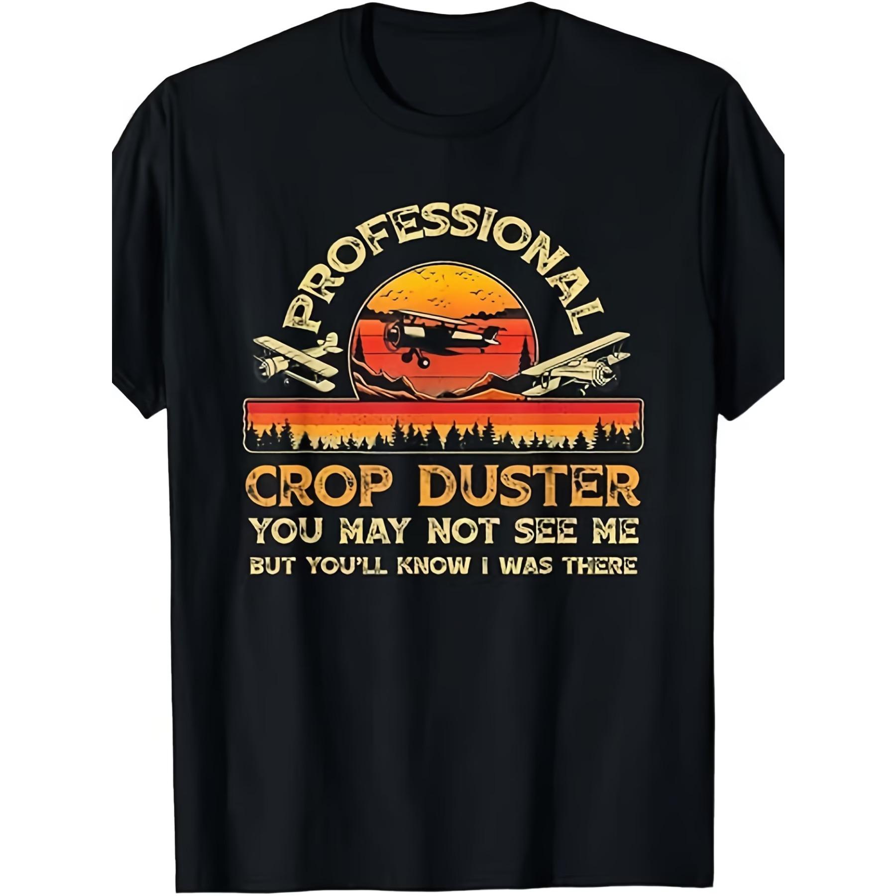 Funny Fart Joke T-Shirt for Men & Women - Professional Crop Duster Graphic Retro Humor Tee S чёрный