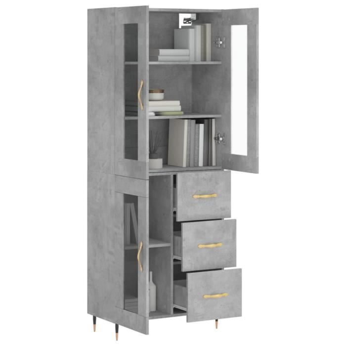 VidaXL Highboard Concrete Grey 69.5x34x180 Cm Engineered Wood 3198581