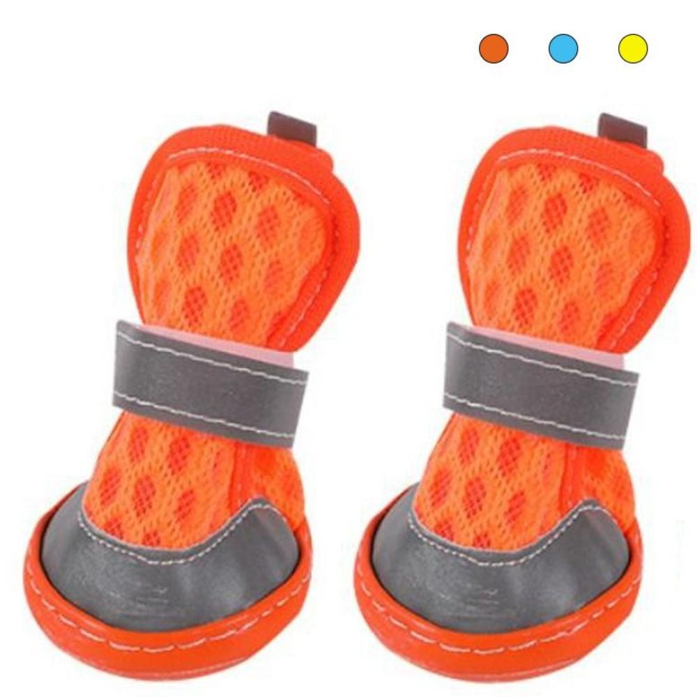 

A Pair Wear Resistant Dog Mesh Shoes Breathable Reflective Dog Shoes Non-slip Pet Boots Summer Use 4.0*3.2CM синій