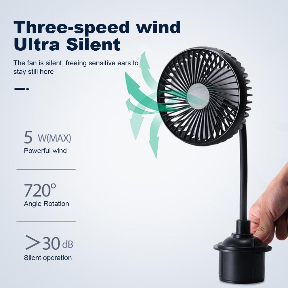 USB 3 Speed Electric Car Fans Powerful Quiet Auto Cooler Fan Rotatable for Car Van Truck SUV RV