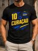 Curacao Number 10 Soccer Ball Blue Yellow Lightning Shapes Nos Ta Dushi Fan Slogan Graphic Unisex Unisex All TShirt