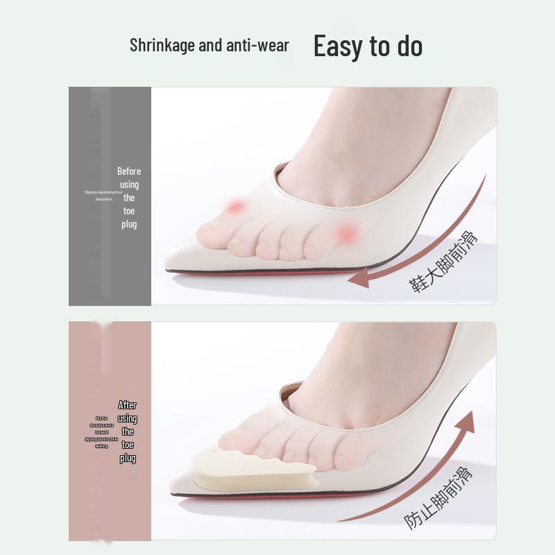 Toe Filler Half Insole: Convert Large To Small - Forefoot Anti-Slip Pad for High Heels