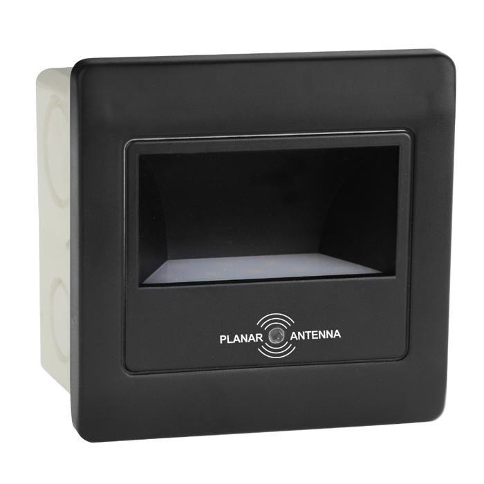 Spot LED mural carré noir avec détecteur micro-ondes 2W (Eq. 16W) 4200K Dim. 86x86mm