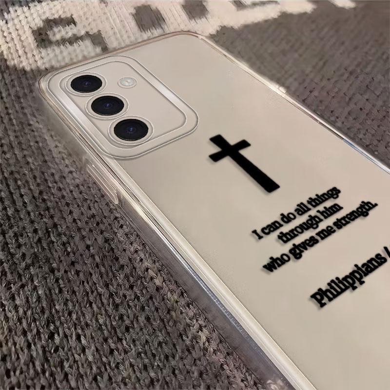 Simple Christian Cross Phone Cover Case for Samsung Galaxy S26 S21 S22 FE S20 Plus S24 Note 20 Ultra 10 S23 Ultra S25 Edge