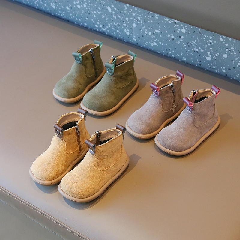 Autumn Winter Baby Boys Girls Boots Oxford Suede Children Casual Shoes Outdoor Anti-slip Infant Shoes Plush Kids Ankle Boots