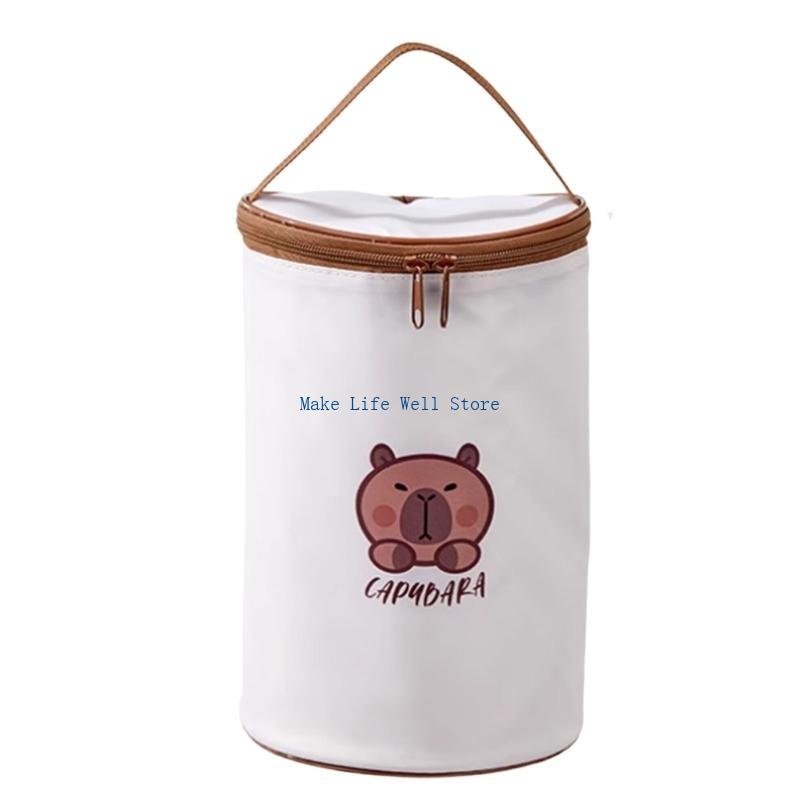 Capybara Print Lunch Bag with Aluminum Foils Lining Insulated Oxford Cloth Container for Students and Office Worker 1380₽