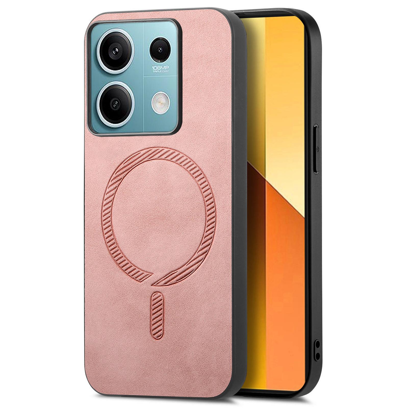 

Для Xiaomi Redmi Note 13 5G Кожаная задняя крышка Совместимая с MagSafe Чехол для телефона с покрытием Soft-Touch Pink