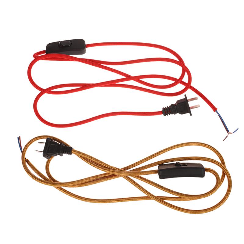 220V Wechselstromkabel mit Stecker Schalter Stoff Textilummanteltes Flexkabel Draht 1,8 Meter Verlängerungskabel für Tischlampe