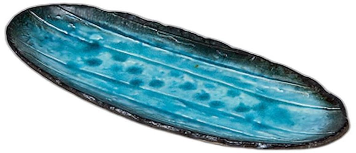 

Sky Oval Plate x x Sanma Plate Setomonohonpo Indigo-dyed [33.5 13.5 3cm]
