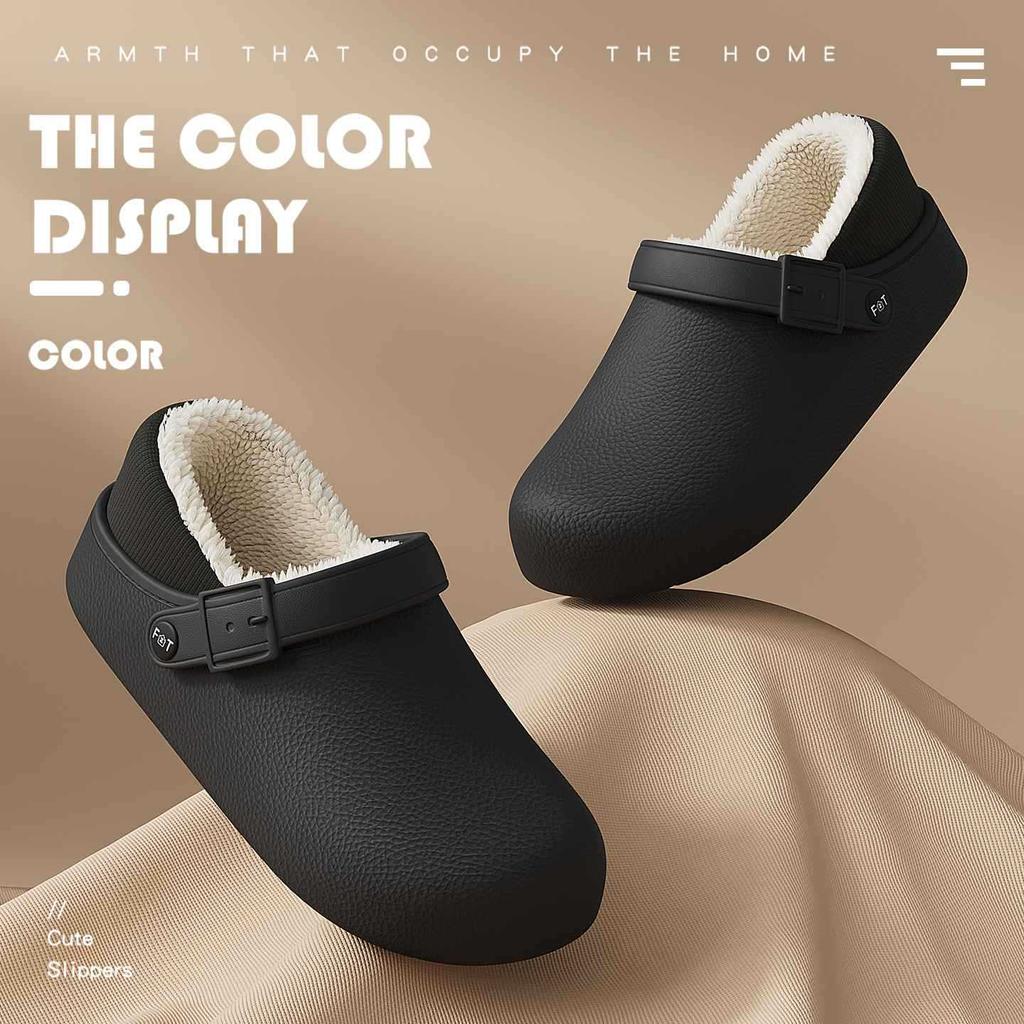 Pantoufles en coton imperméables sac d'hiver et nouvelles chaussures d'intérieur épaisses antidérapantes en velours de coton pour l'extérieur