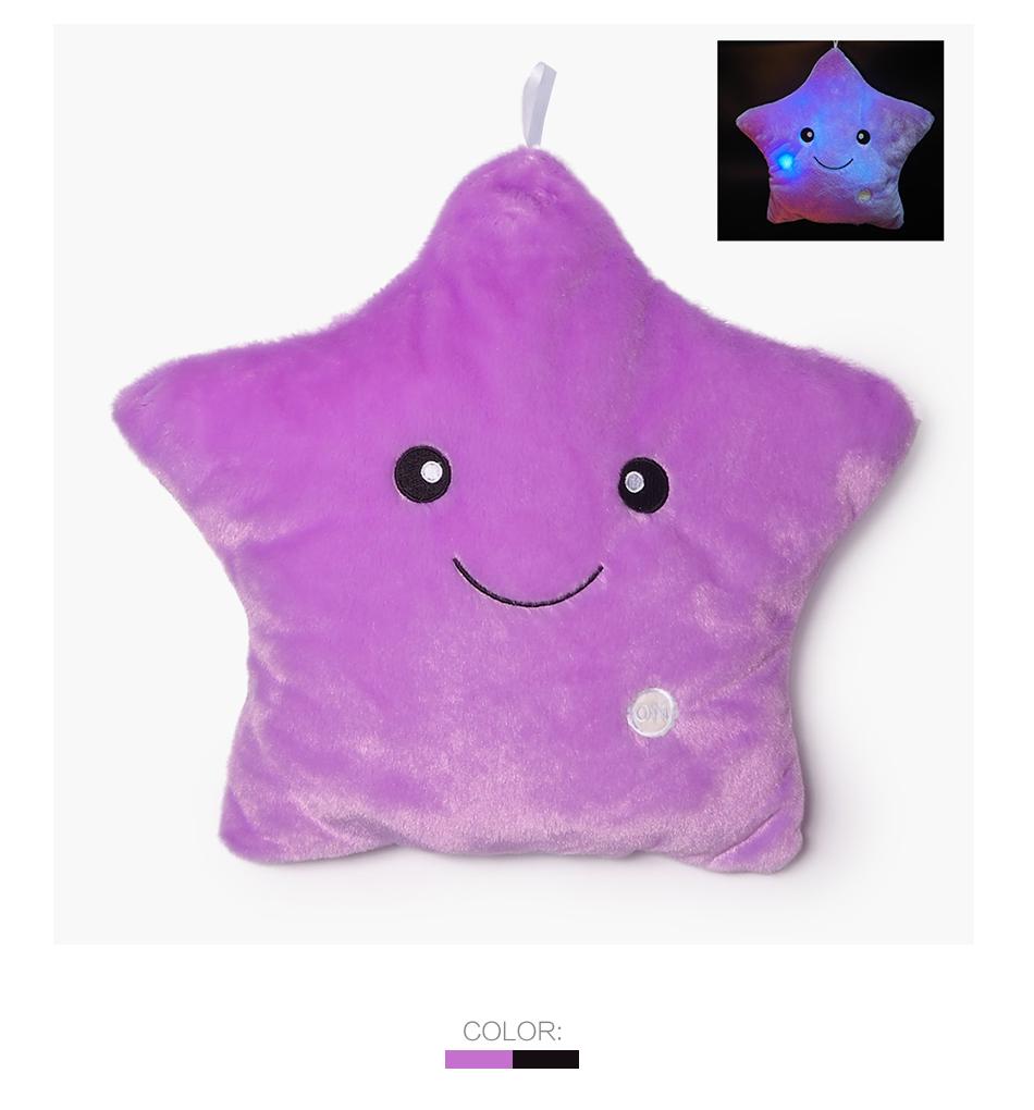 Night Light Lovely Stars Star Colorful Light Up Glow Pillow Soft Cosy Relax Cushion Xmas Gift
