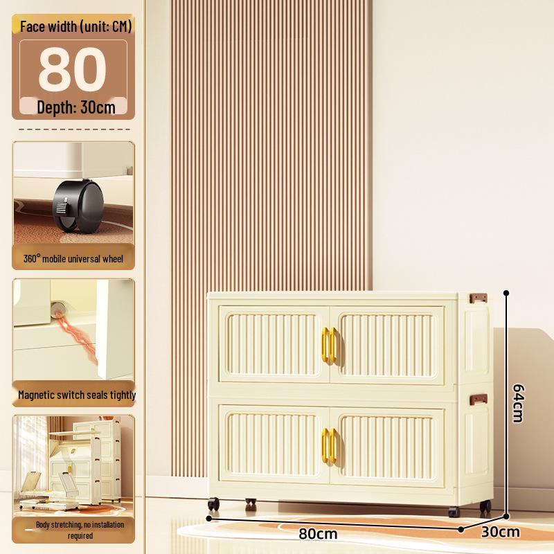 70-90cm No-Install Folding Storage Cabinet for Home, Living Room, Bedroom, Multi-layer Wardrobe, Sundries Organizer.