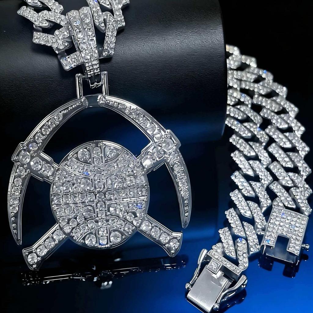 Vollständig Diamantbesetzter Kubanischer Kettenanhänger, Denver Nuggets Logo Diamant-inlaid Halskette, Personalisierter Hip-Hop Schmuck für Herren Auf Lager