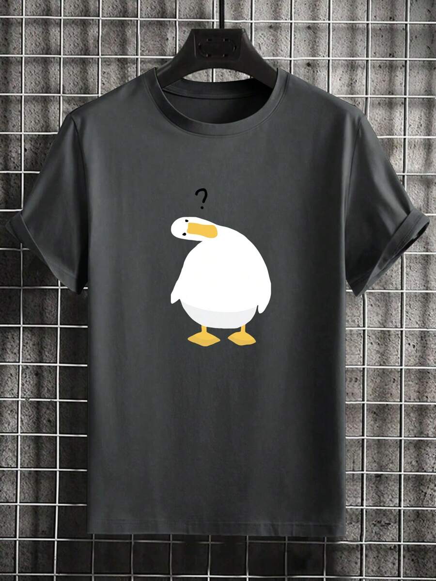

Unisex s Cute Duck Graphic Round Neck Casual T-Shirt XL