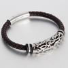 Trendy Men Jewelry Genuine Leather Bracelets Men Stainless Steel Grain Clasp Charm Rope Bracelets&Bangles Male Jewerly