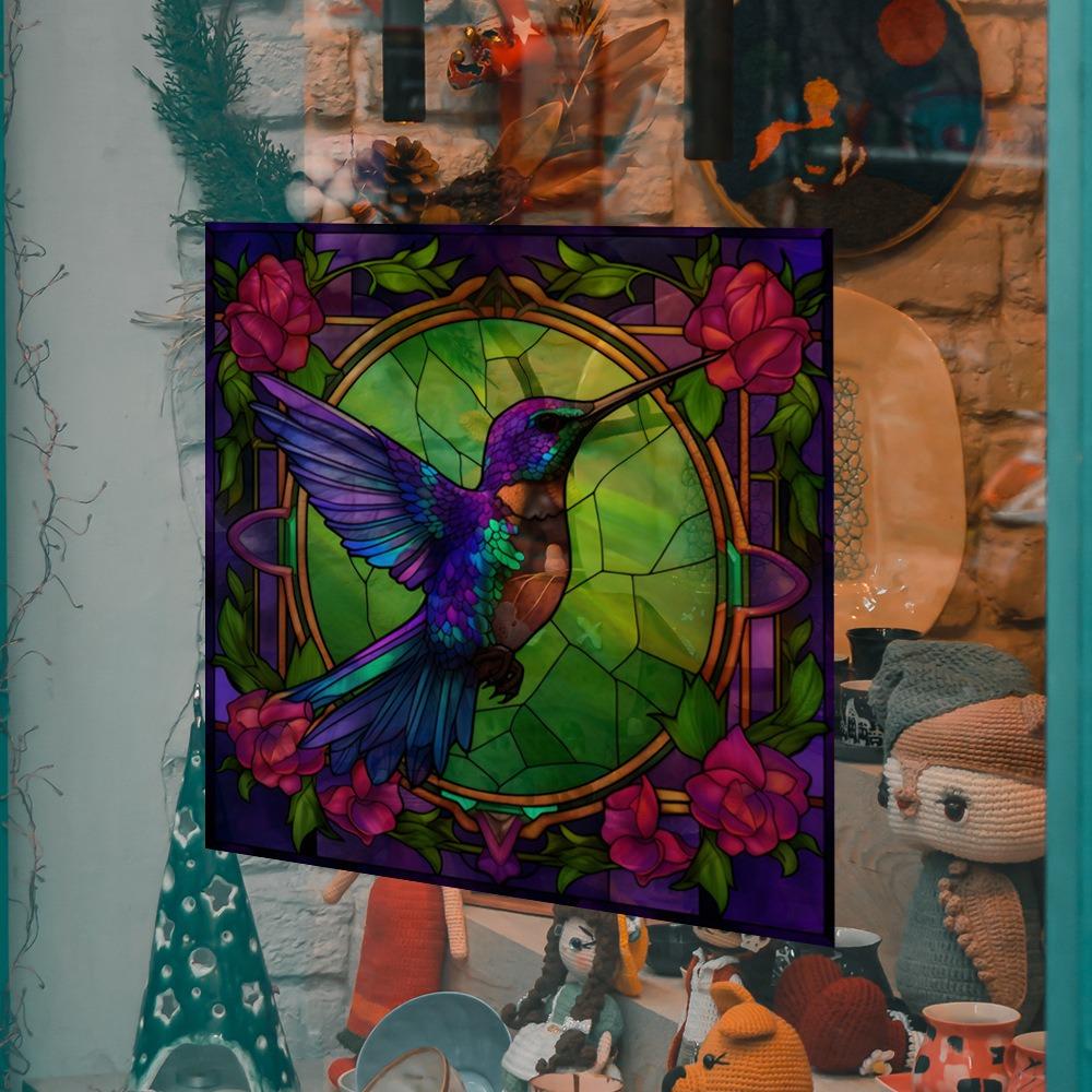 Double-Sided Design Hummingbird Window Decals Reusable Warning Sticker  Dormitory