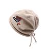 Cute Cartoon Bear Hat for Women Autumn and Winter Baotou Knitted Hat Versatile Pile Hat Showing Face Small Curled Edge Cold Hat
