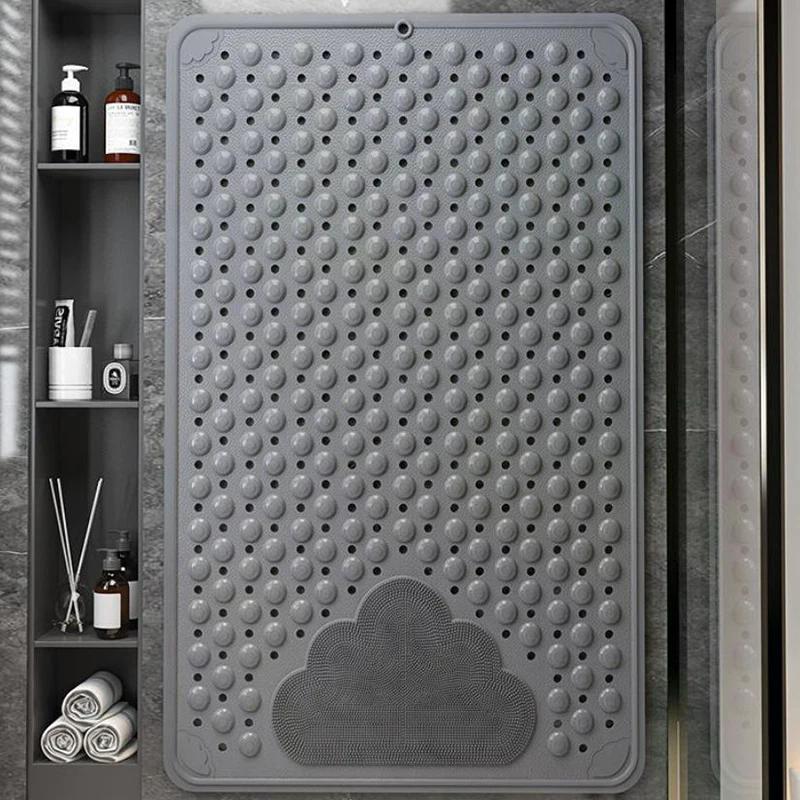 Non-Slip Silicone Bathroom Mat - Foot Massage Shower Mat, Water-Resistant Bathtub Floor Mat for Safety & Comfort