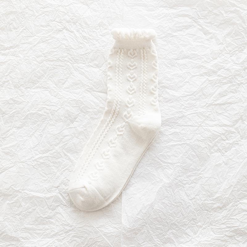 Womens Socks Ruffle Turn-Cuff Mid Cut Ankle Crew Socks All Season Soft Knit Cotton Socks Solid Color Lettuce Dress Sock