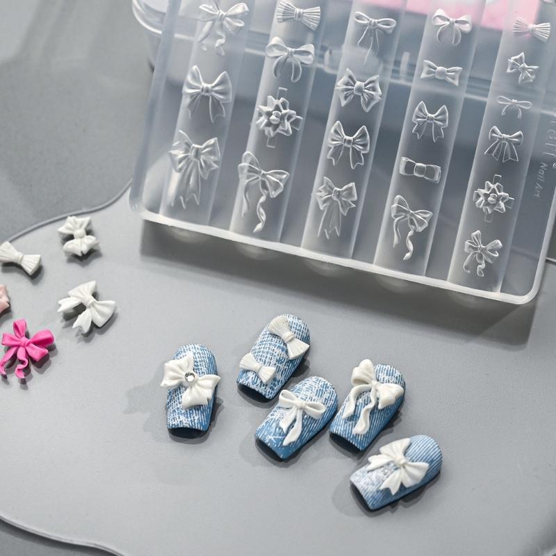 Reusable Heat Resistant Silicone Nail Mold With Elegant Bows Shape Manicure Mould For Home Salon and Travel Use