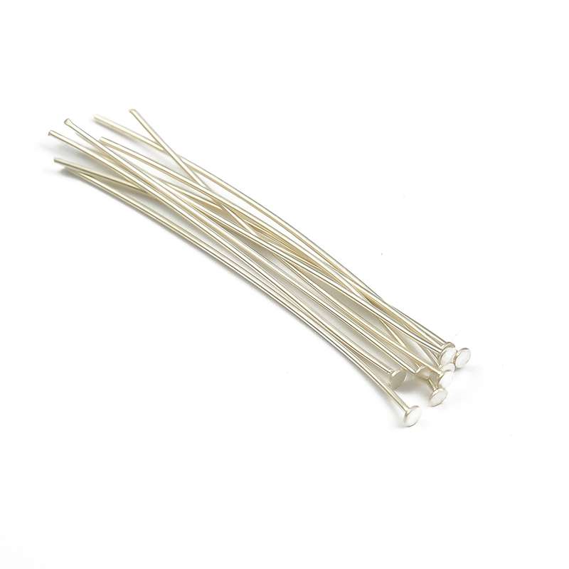 [15-50mm] 925 Sterling Silver Eye Head Pins Flat Head Pins T Shape Needles Ball Head Pins for Jewelry Making DIY 2pcs