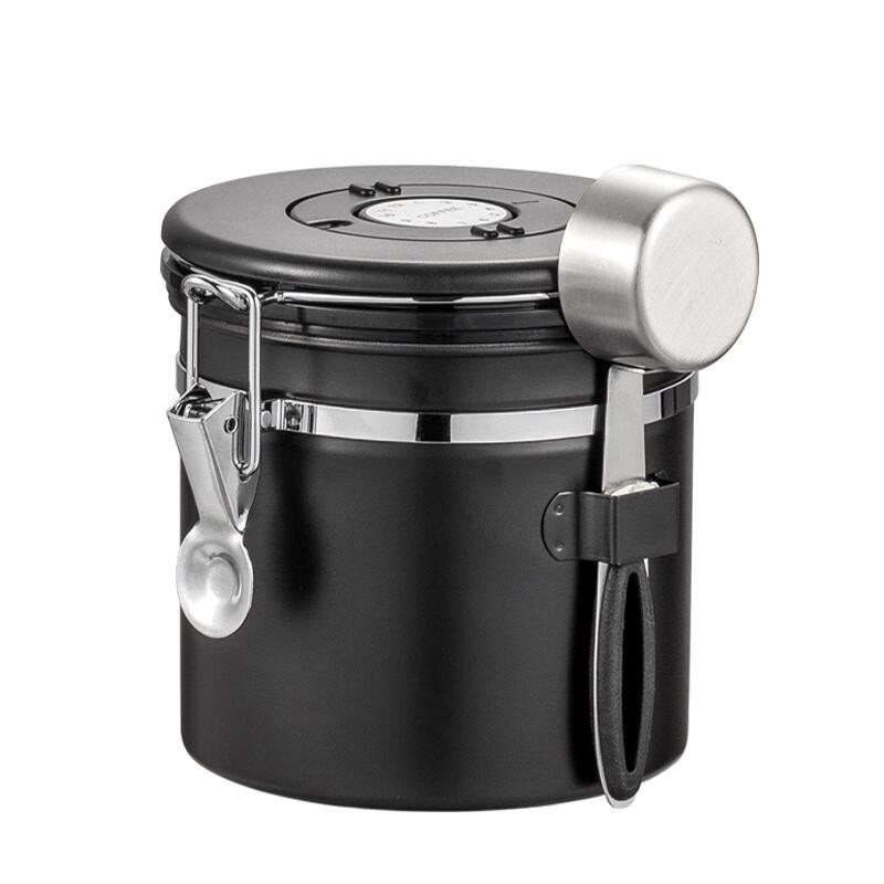 Shangqi Multi-Purpose Black Airtight Storage Can with Spoon