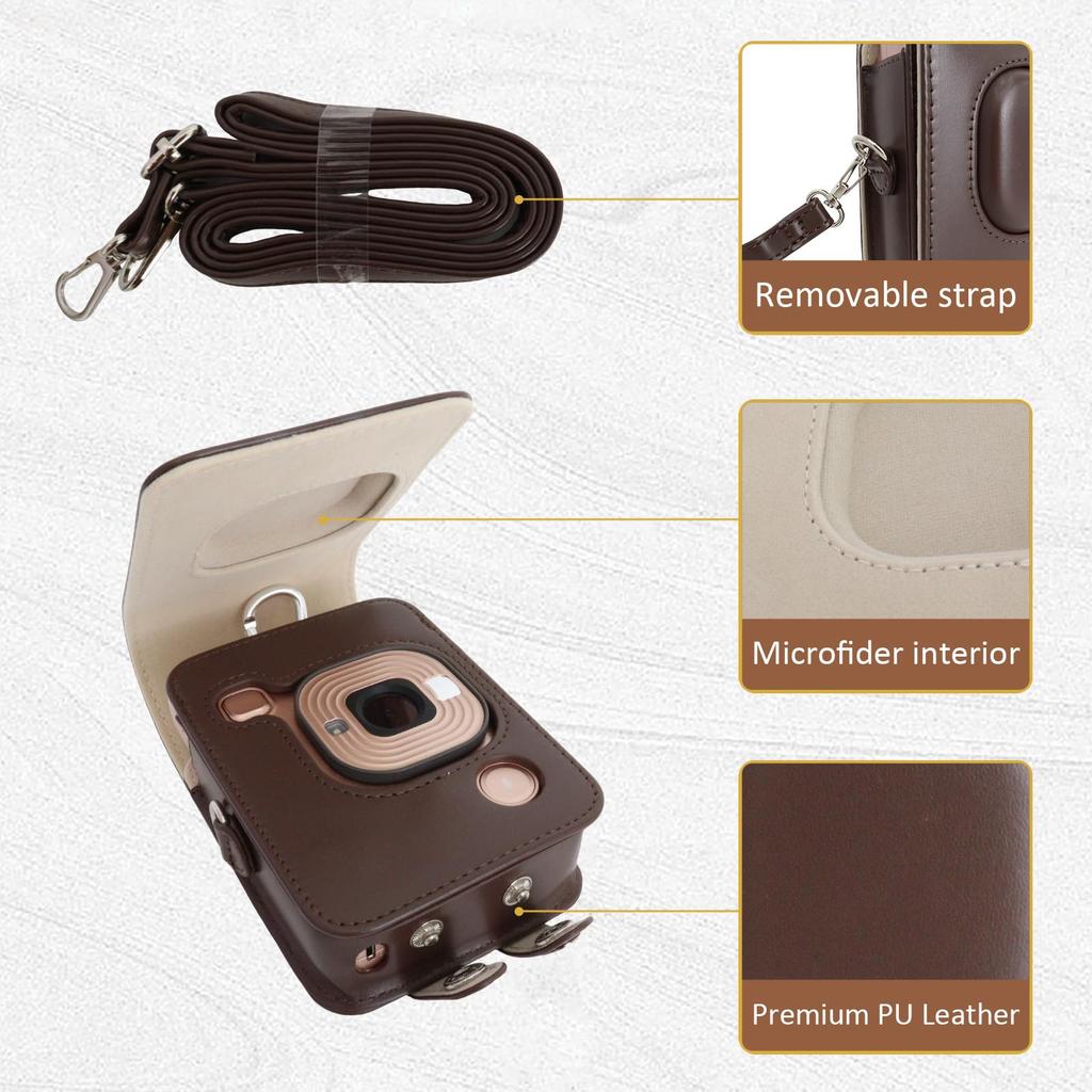 Rieibi PU Leather Protective Camera Case for Instax Mini LiPlay Instant Camera Case for Instax mini Liplay with Adjustable Strap -