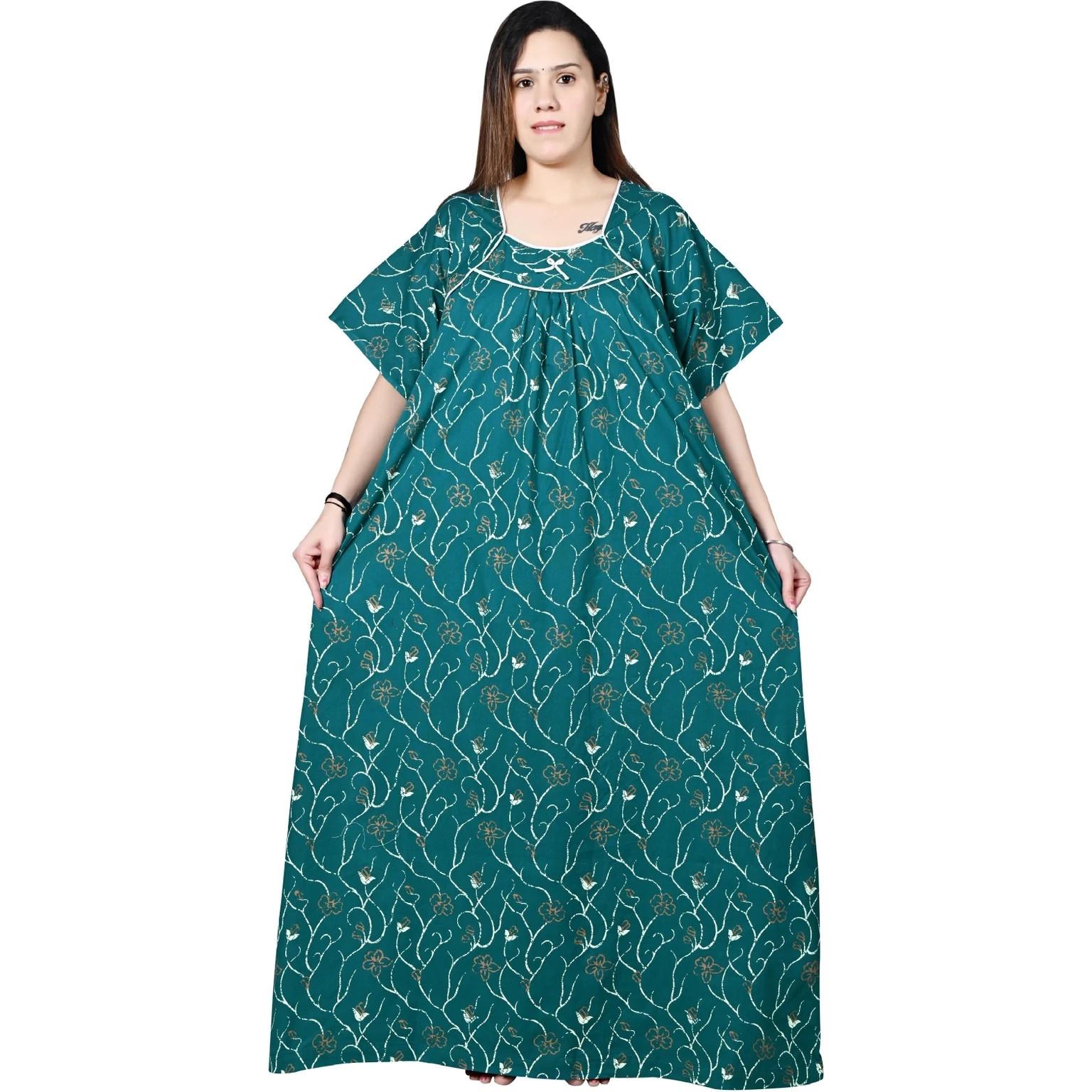 

Indian Women Designer Daily wear Nighty Beautiful Nightwear Cotton Night Gown Free-60