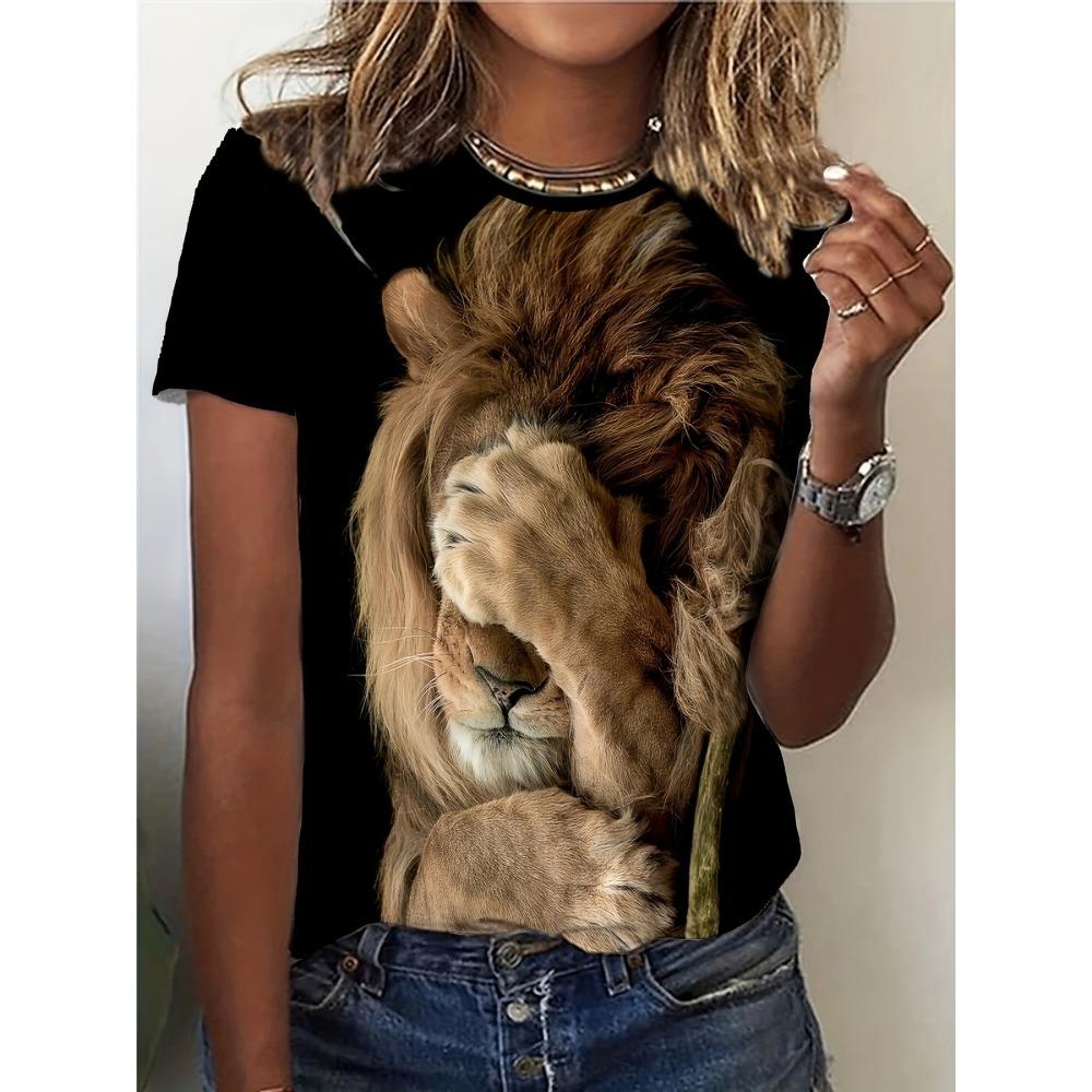 Summer animal pattern printing 3d printing T-shirt women's street fashion casual short-sleeved O-neck daily top